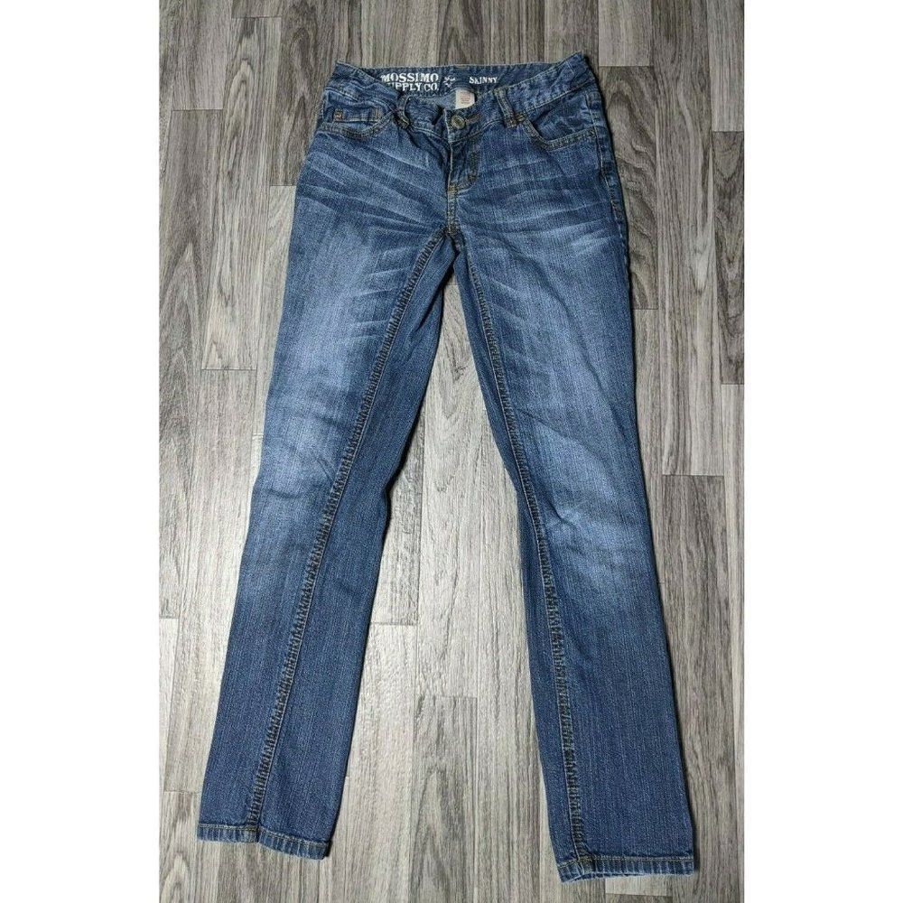 (3/$35) Mossimo Supply Co‎ Size 1 Short Embroidered Skinny Denim Blue Jeans